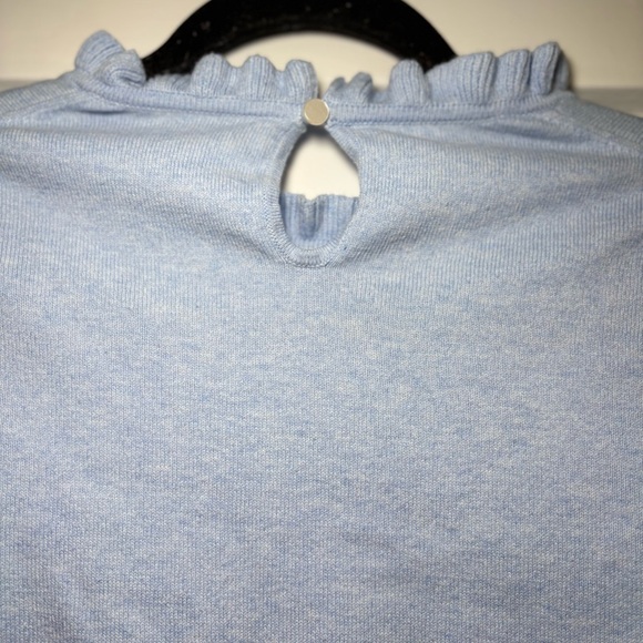 J.Crew Light Blue Ruffle Neck Sweatshirt Top Size XS - Picture 5 of 9